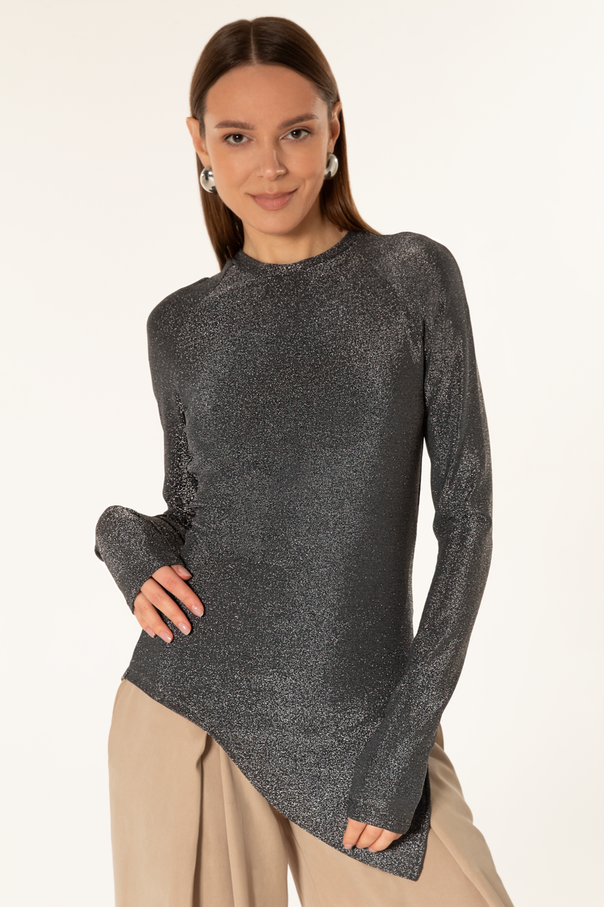 Asymmetrical Hem Long Sleeve Top